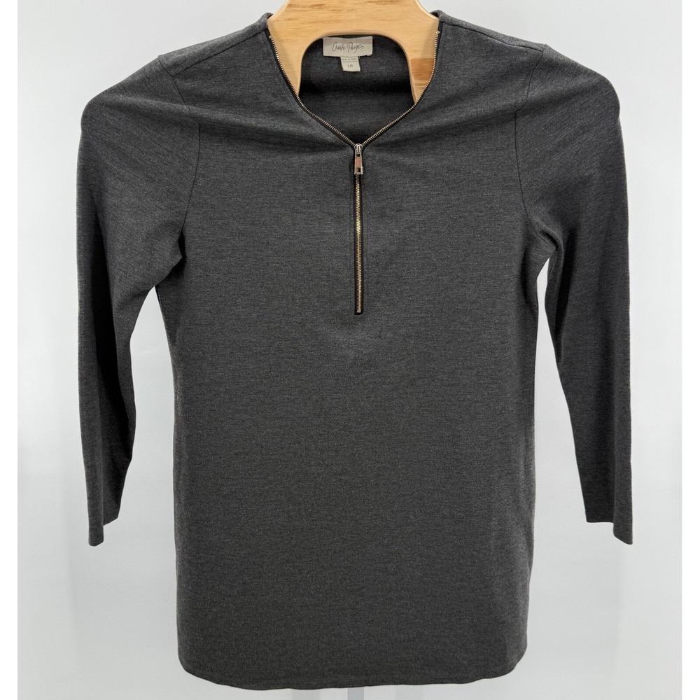 Charlie Paige Mini Dress Long Sleeve Half Zip Athleisure Tunic Top Gray Large